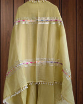 Soft Mul Chanderi Suit with Embroidery, Mirror & Gotta Work | Mul Chanderi Dupatta | Unstitched Set